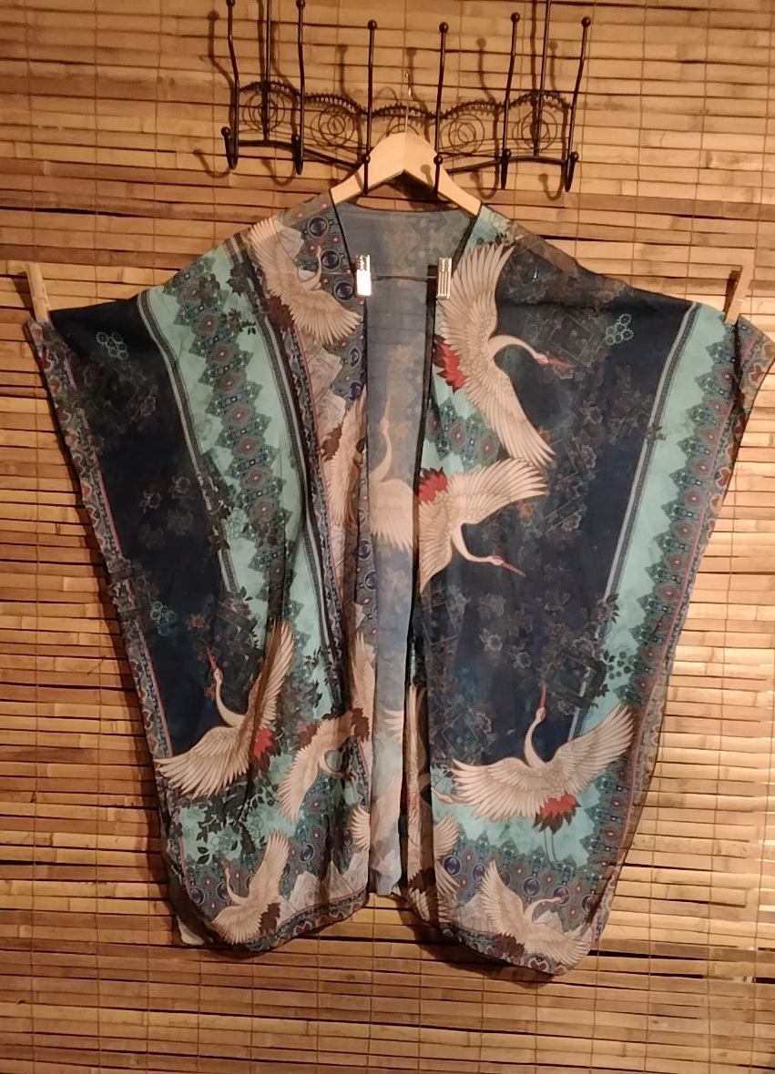 Short waisted crane kimono