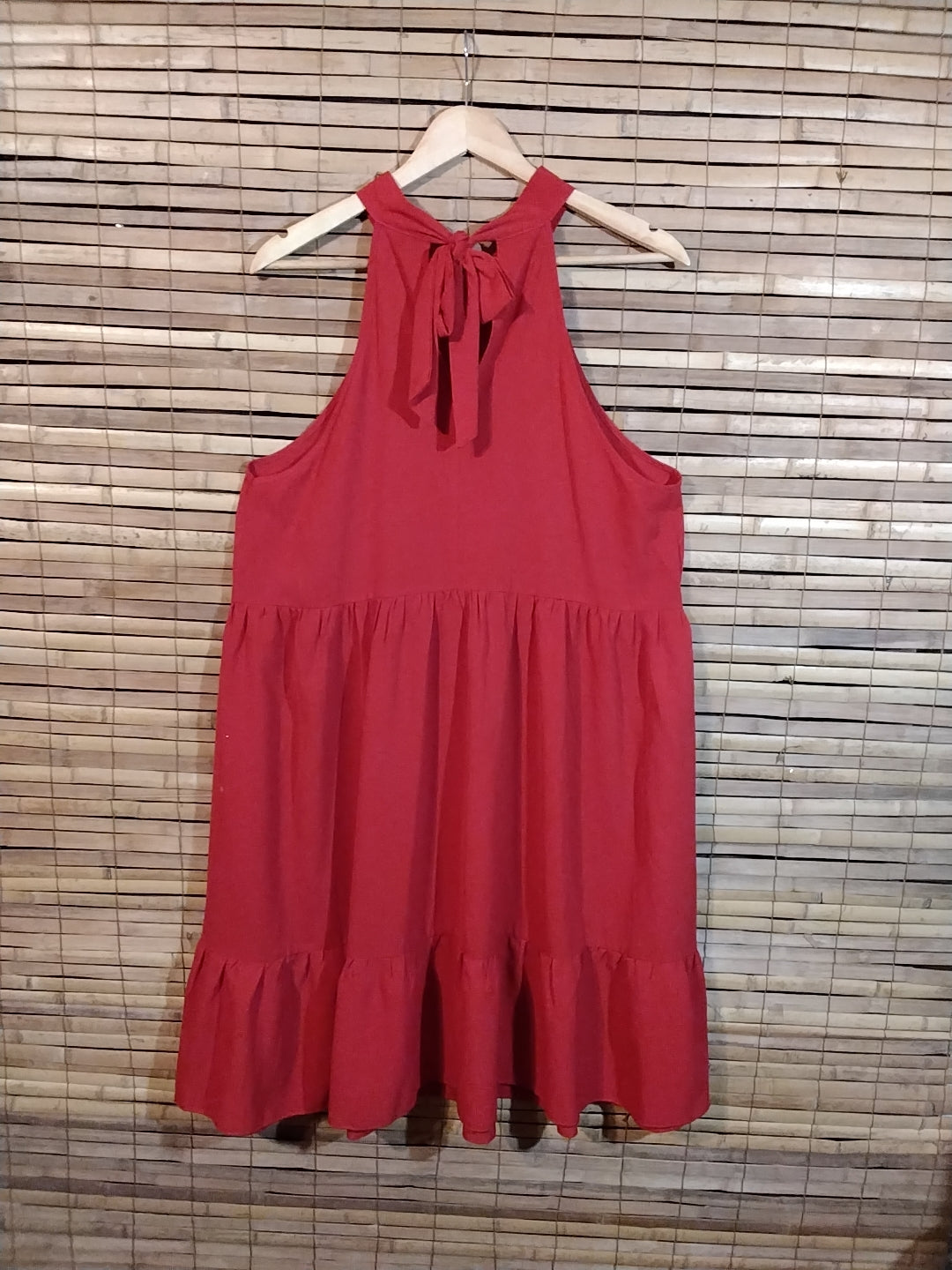 Tie back red dress