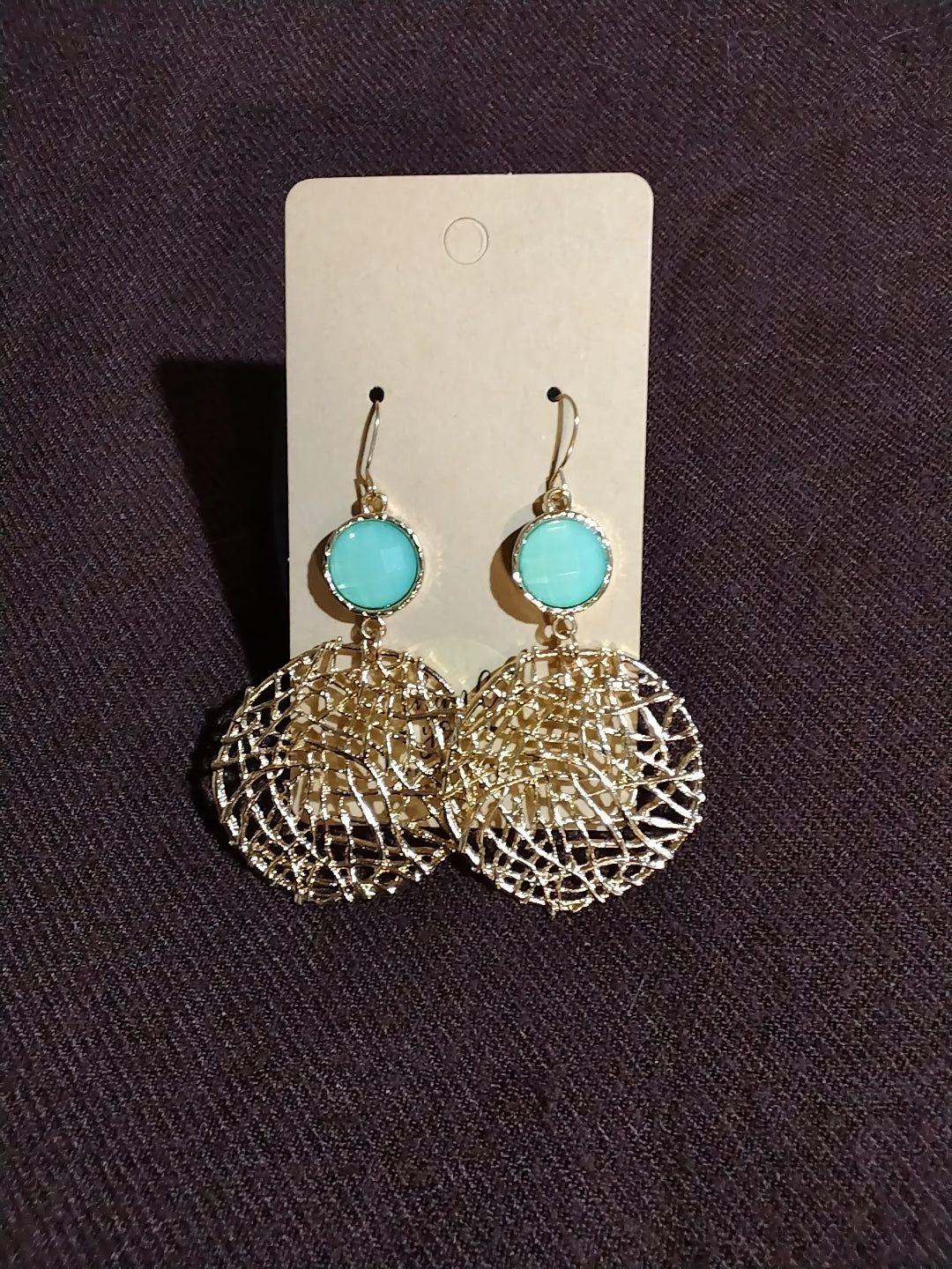 Seafoam green and gold earrings