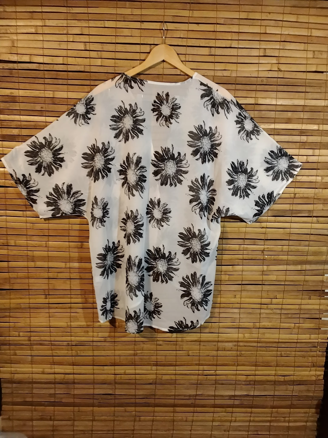 Black and White Sunflower Kimono