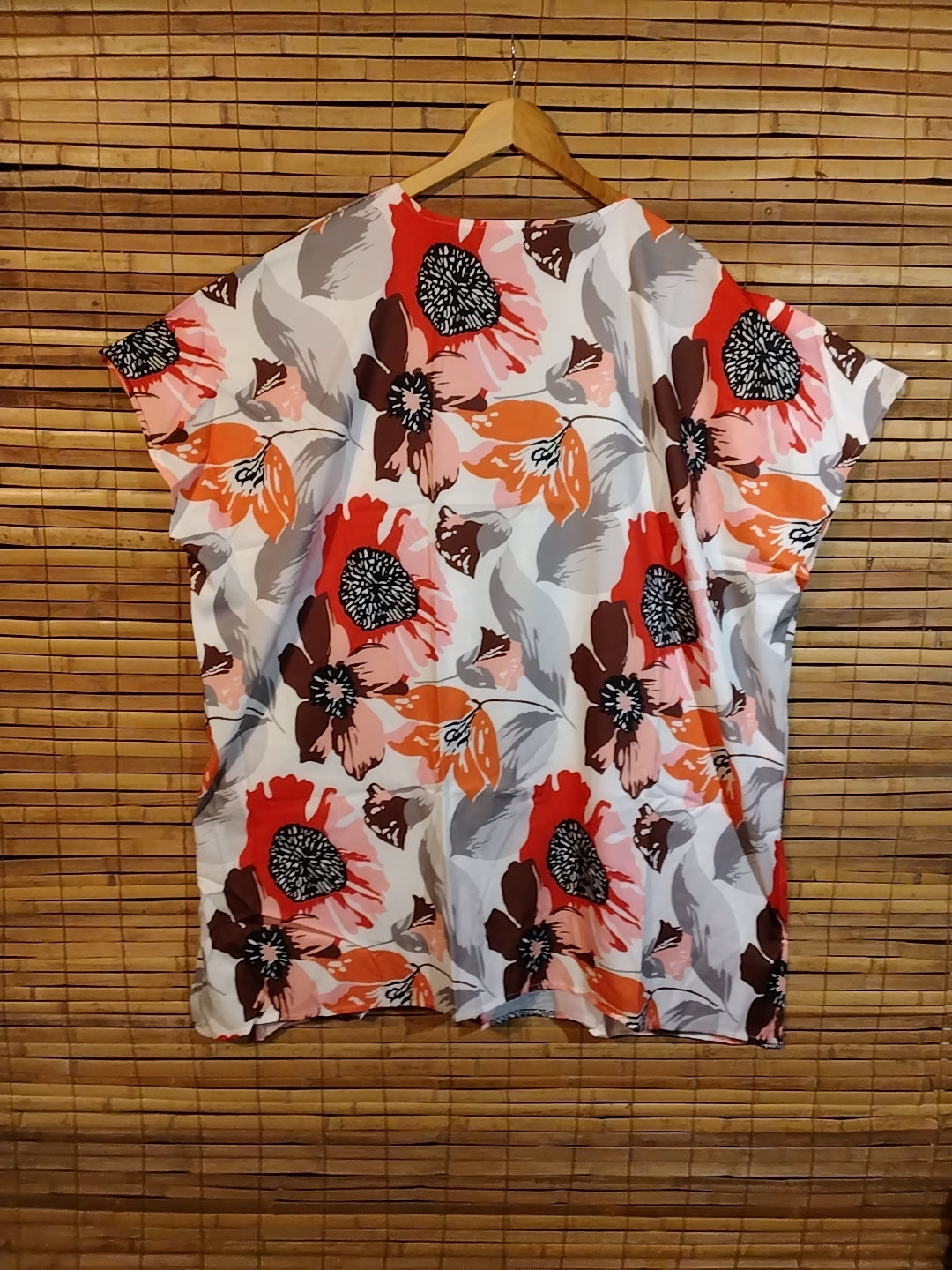 Black, Red and Orange floral Kimono