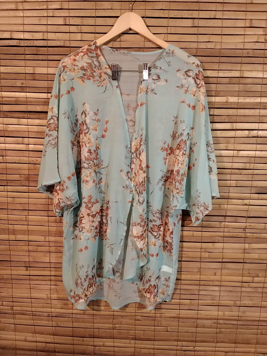 Seafood green floral kimono