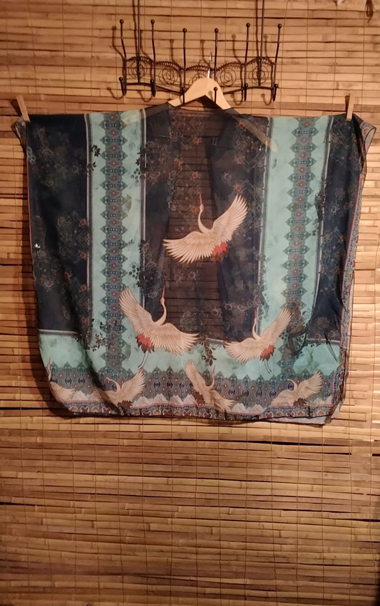 Short waisted crane kimono
