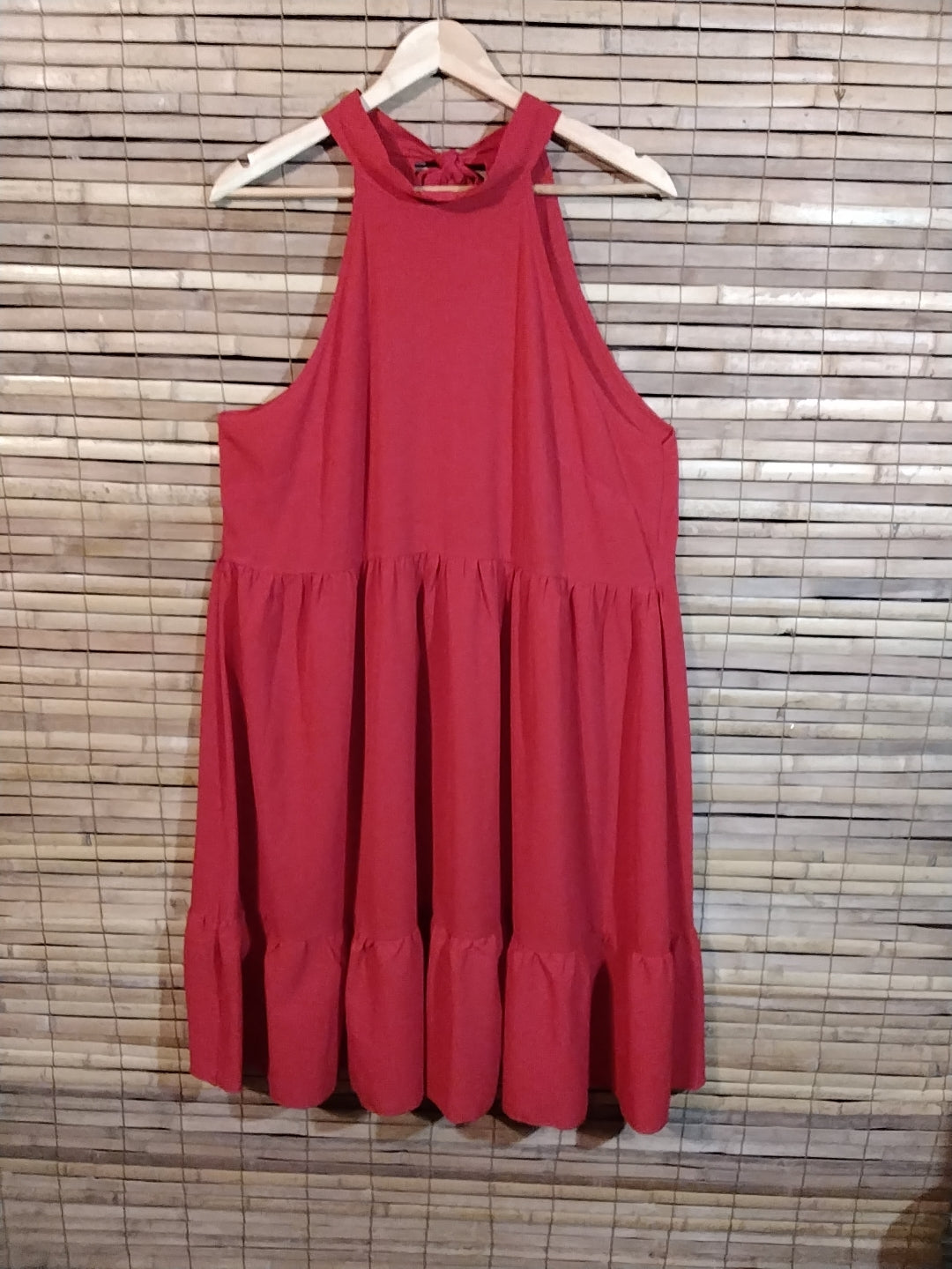 Tie back red dress