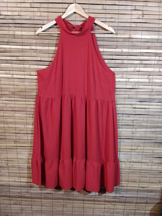 Tie back red dress