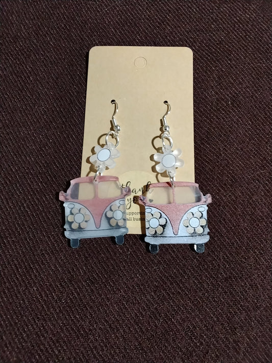 Pink VW Bus earrings