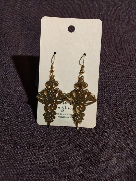 Laser cut gold earrings