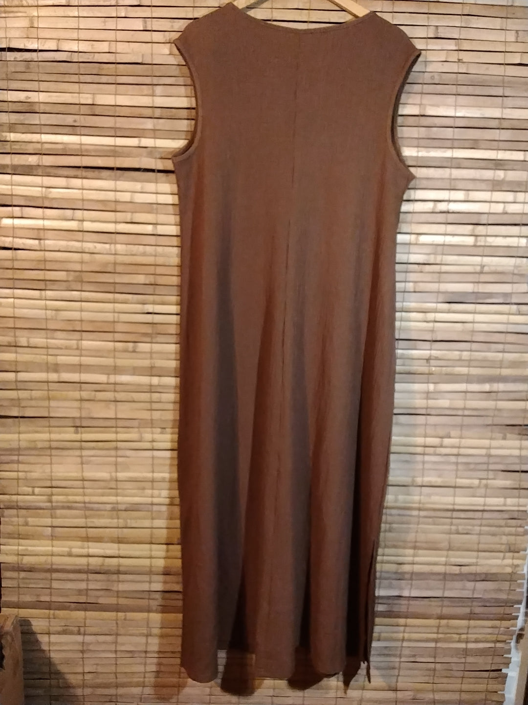 Long Brown Crinkle fabric dress