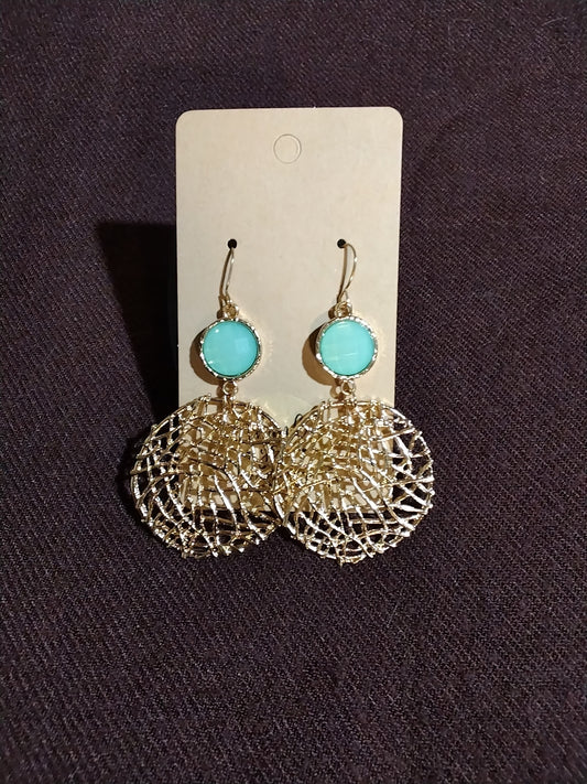 Seafoam green and gold earrings