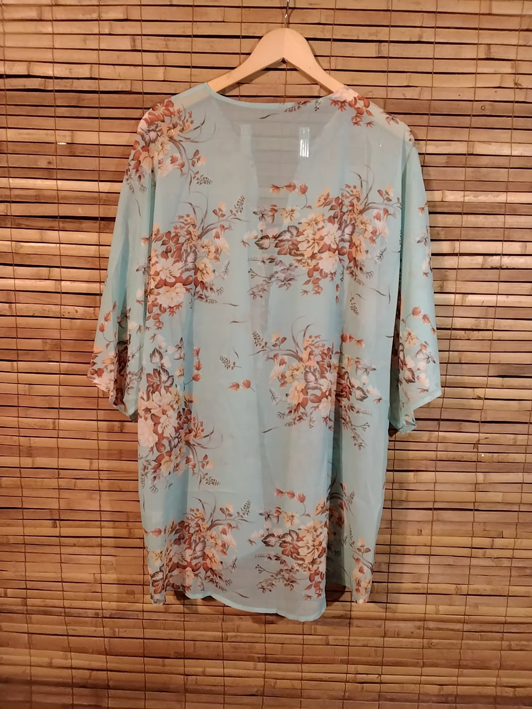 Seafood green floral kimono