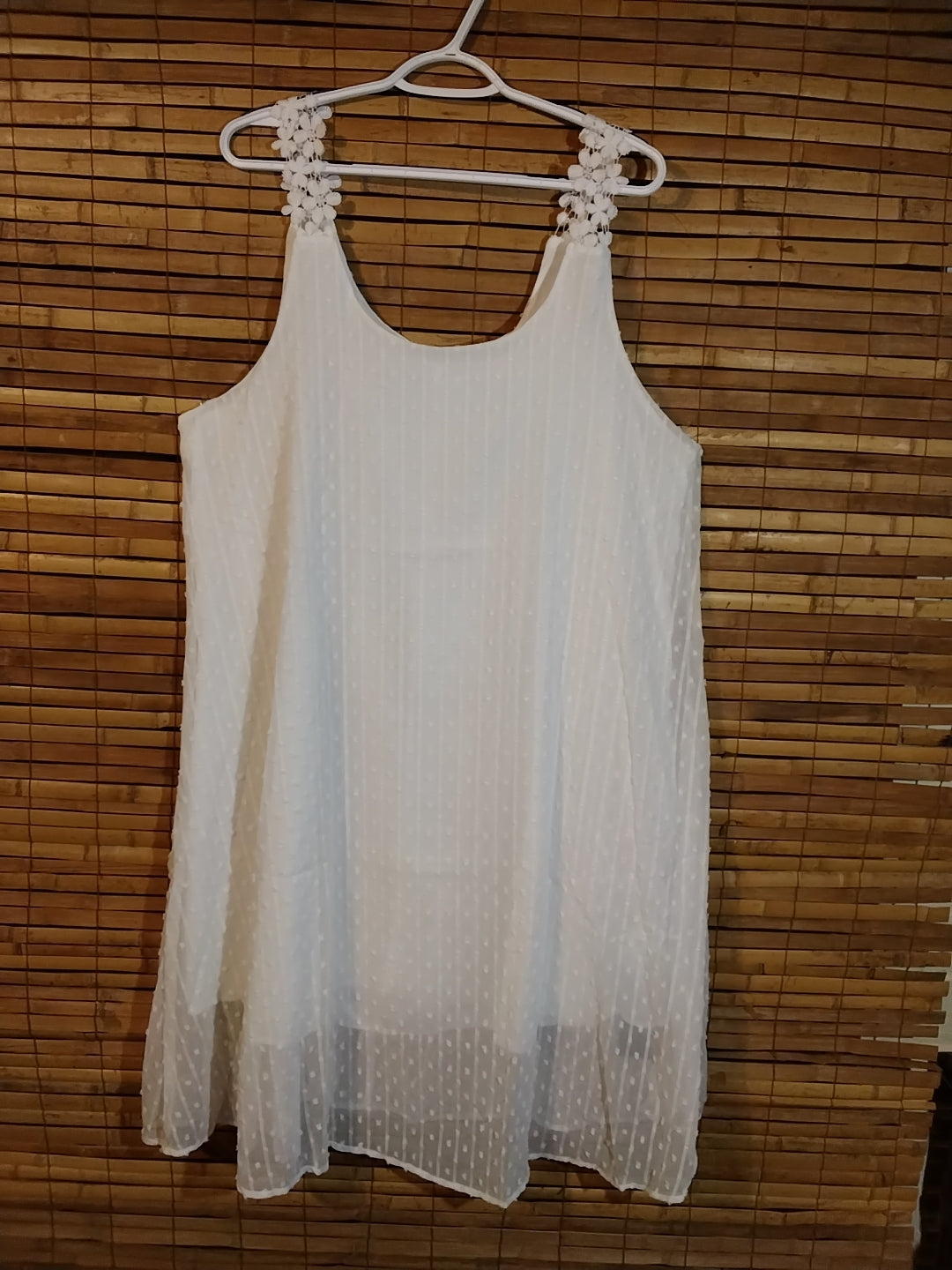 Layered Swiss Dot Dress with Lace Straps