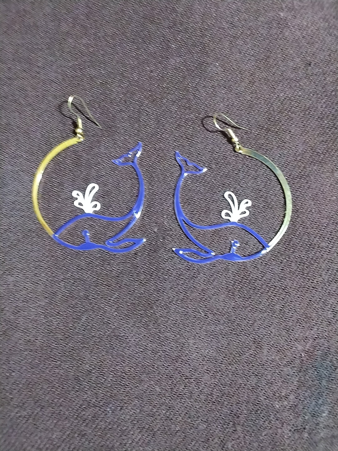 Spouting whale earrings
