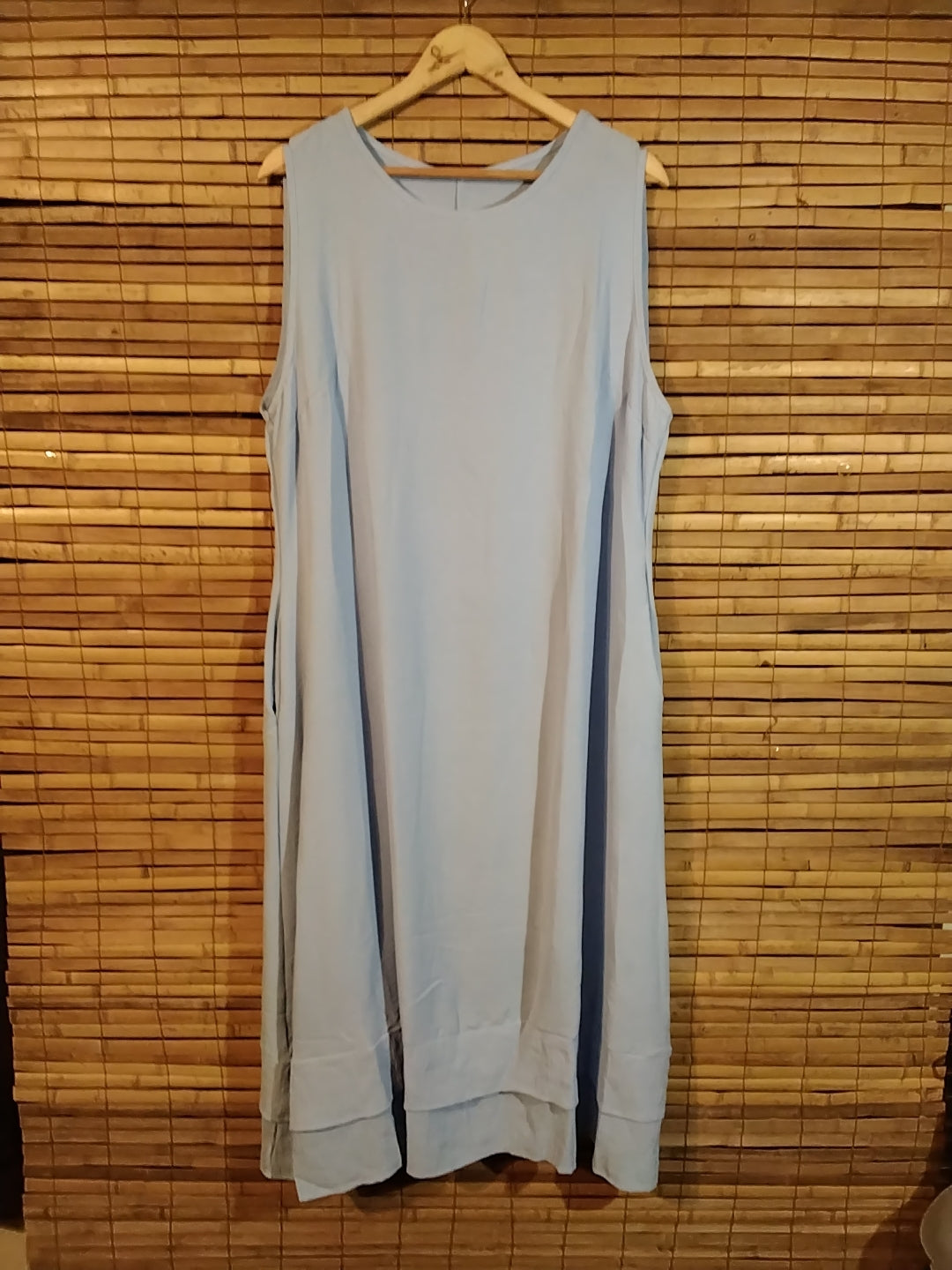 Sky blue crinkle fabric dress