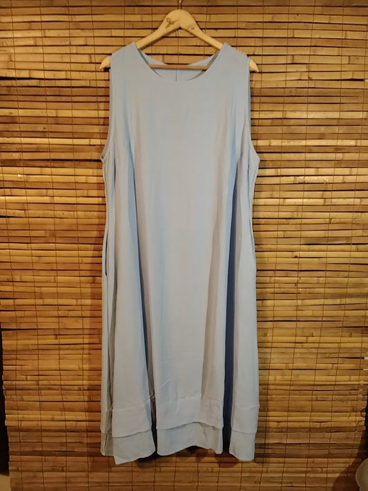 Sky blue crinkle fabric dress