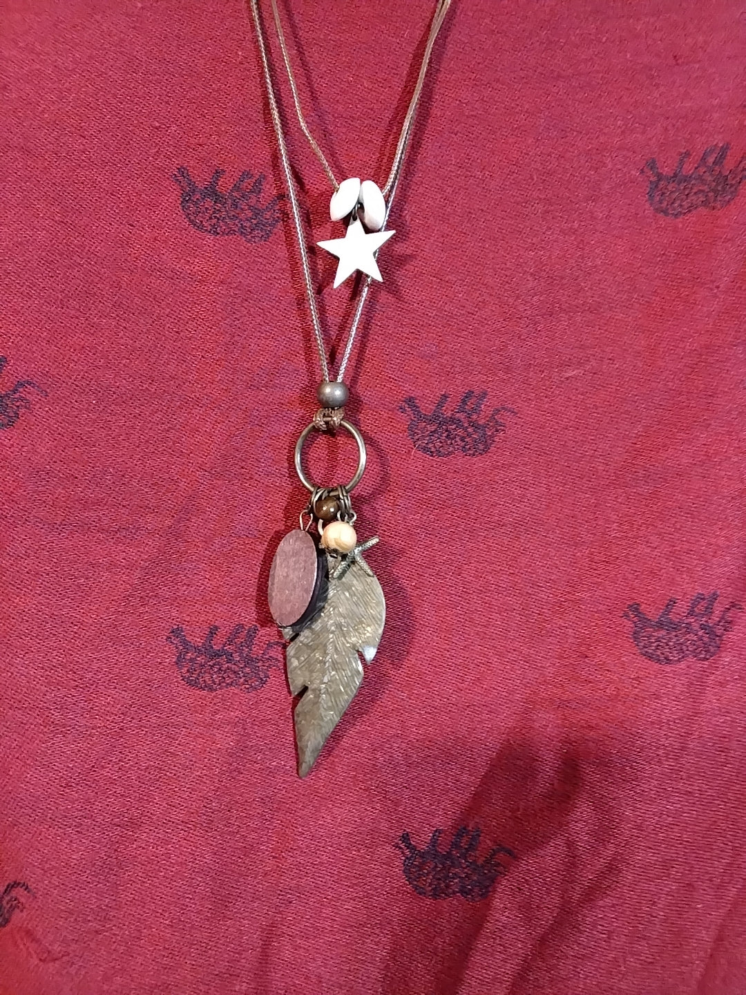 Brass feather 2 layer necklace