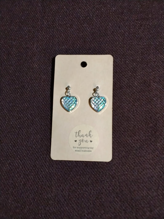 Sacred geometry rainbow reflecting heart earrings