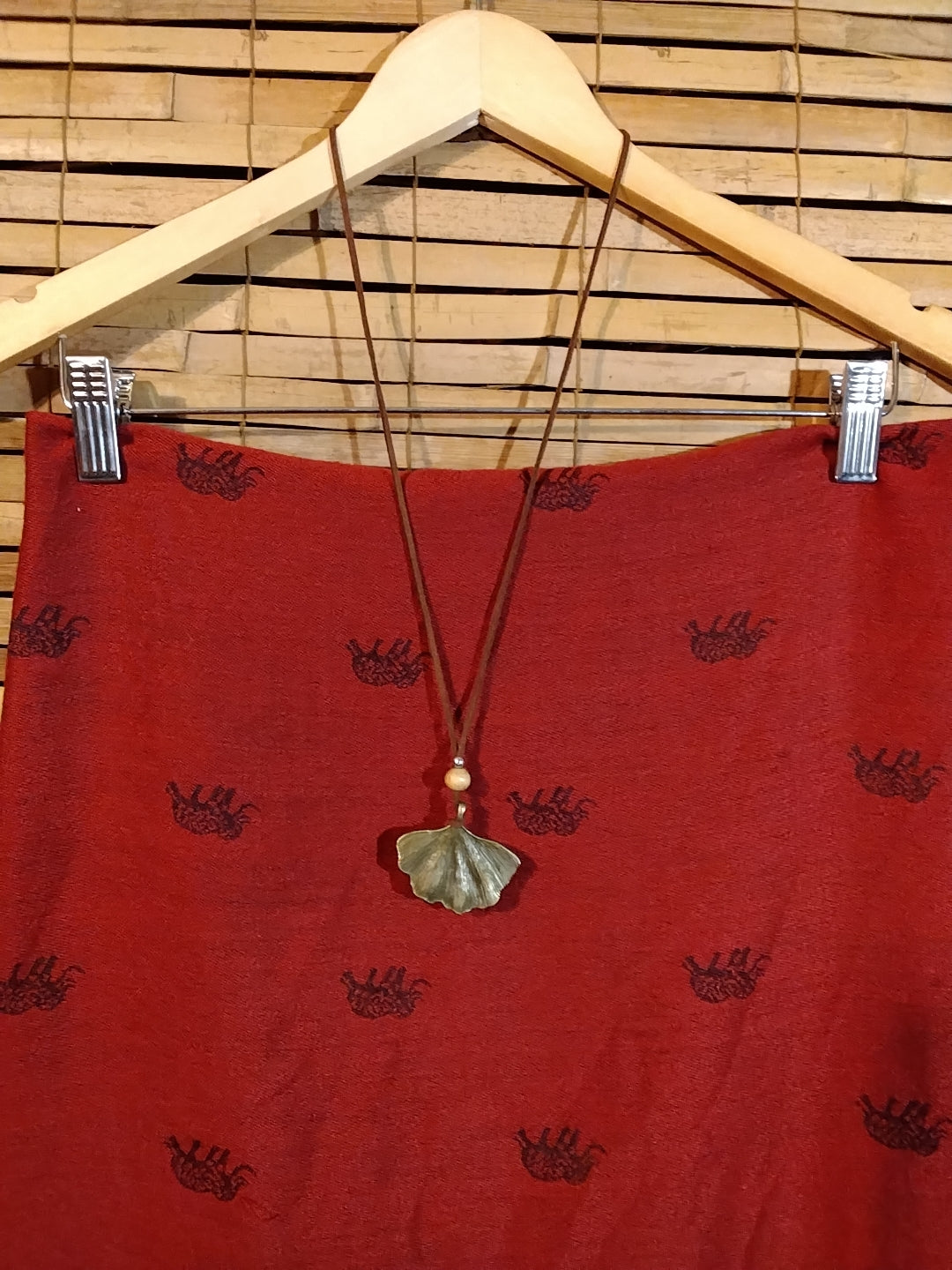 Brass fan necklace